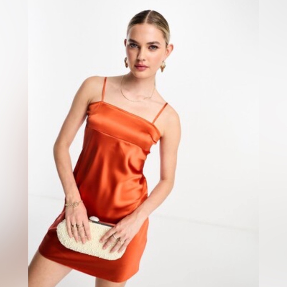 NWOT Miss Selfridge Orange Satin Slip Dress